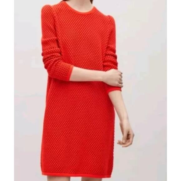 Cos Red-Orange Long Sleeve Sweater Dress Medium - Picture 1 of 7